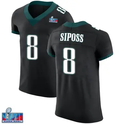 Men's Elite Arryn Siposs Philadelphia Eagles Black Alternate Vapor Untouchable Super Bowl LVII Patch Jersey