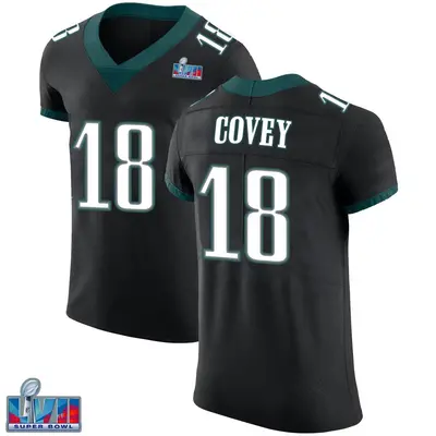 Men's Elite Britain Covey Philadelphia Eagles Black Alternate Vapor Untouchable Super Bowl LVII Patch Jersey