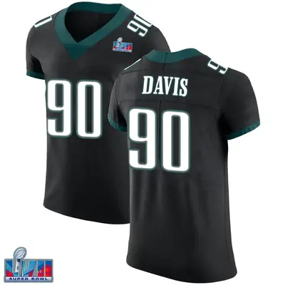 Men's Elite Jordan Davis Philadelphia Eagles Black Alternate Vapor Untouchable Super Bowl LVII Patch Jersey