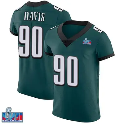 Men's Elite Jordan Davis Philadelphia Eagles Green Midnight Team Color Vapor Untouchable Super Bowl LVII Patch Jersey