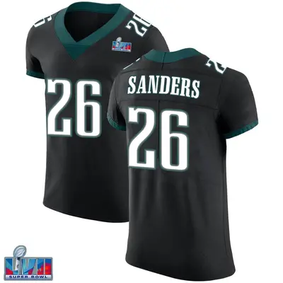 Men's Elite Miles Sanders Philadelphia Eagles Black Alternate Vapor Untouchable Super Bowl LVII Patch Jersey