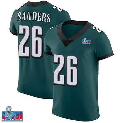 Men's Elite Miles Sanders Philadelphia Eagles Green Midnight Team Color Vapor Untouchable Super Bowl LVII Patch Jersey