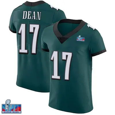Men's Elite Nakobe Dean Philadelphia Eagles Green Midnight Team Color Vapor Untouchable Super Bowl LVII Patch Jersey