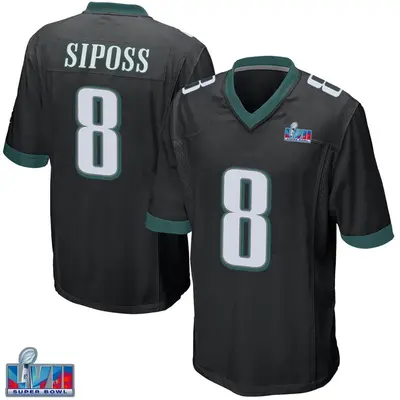 Men's Game Arryn Siposs Philadelphia Eagles Black Alternate Super Bowl LVII Patch Jersey