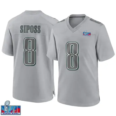 Men's Game Arryn Siposs Philadelphia Eagles Gray Atmosphere Fashion Super Bowl LVII Patch Jersey