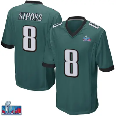 Men's Game Arryn Siposs Philadelphia Eagles Green Team Color Super Bowl LVII Patch Jersey