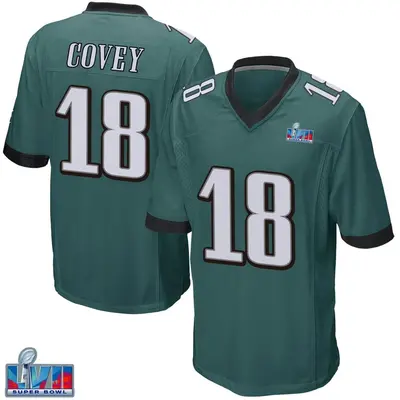 Men's Game Britain Covey Philadelphia Eagles Green Team Color Super Bowl LVII Patch Jersey