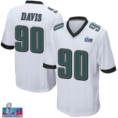 Men's Game Jordan Davis Philadelphia Eagles White Super Bowl LVII Patch Jersey