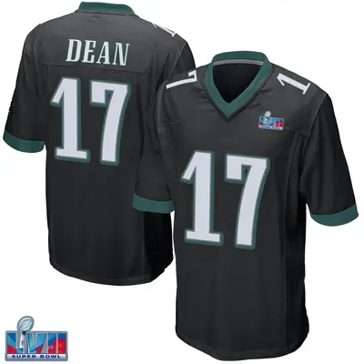 Men's Game Nakobe Dean Philadelphia Eagles Black Alternate Super Bowl LVII Patch Jersey