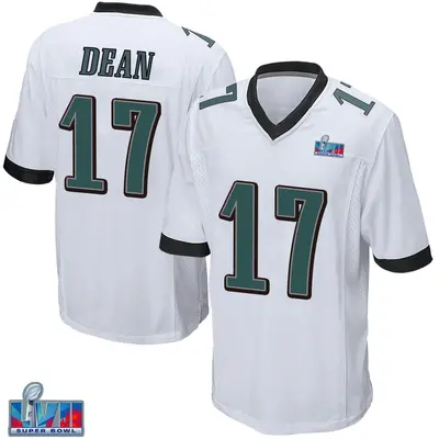 Men's Game Nakobe Dean Philadelphia Eagles White Super Bowl LVII Patch Jersey