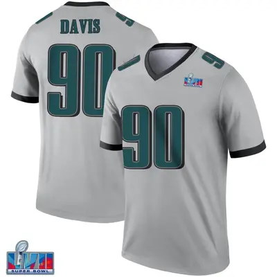 Men's Legend Jordan Davis Philadelphia Eagles Silver Inverted Super Bowl LVII Patch Jersey
