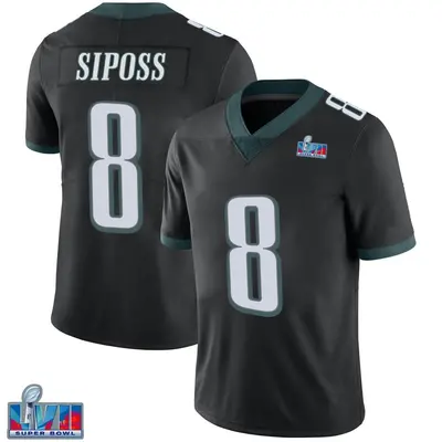 Men's Limited Arryn Siposs Philadelphia Eagles Black Alternate Vapor Untouchable Super Bowl LVII Patch Jersey