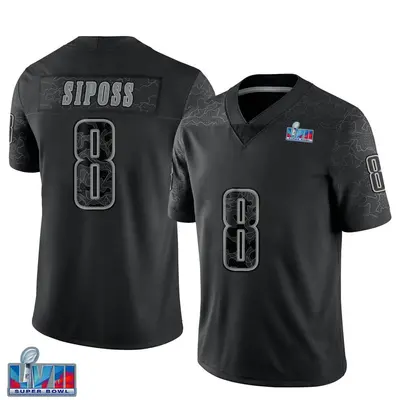 Men's Limited Arryn Siposs Philadelphia Eagles Black Reflective Super Bowl LVII Patch Jersey