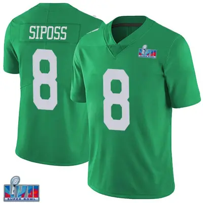 Men's Limited Arryn Siposs Philadelphia Eagles Green Vapor Untouchable Super Bowl LVII Patch Jersey