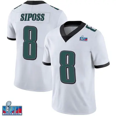 Men's Limited Arryn Siposs Philadelphia Eagles White Vapor Untouchable Super Bowl LVII Patch Jersey
