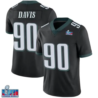 Men's Limited Jordan Davis Philadelphia Eagles Black Alternate Vapor Untouchable Super Bowl LVII Patch Jersey