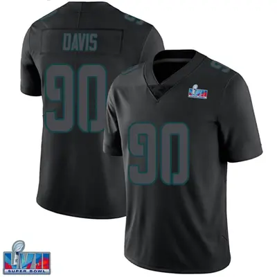 Men's Limited Jordan Davis Philadelphia Eagles Black Impact Super Bowl LVII Patch Jersey