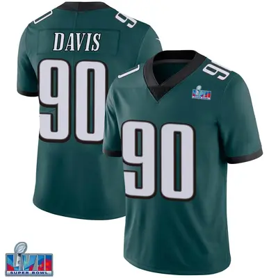 Men's Limited Jordan Davis Philadelphia Eagles Green Midnight Team Color Vapor Untouchable Super Bowl LVII Patch Jersey