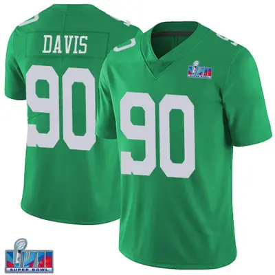 Men's Limited Jordan Davis Philadelphia Eagles Green Vapor Untouchable Super Bowl LVII Patch Jersey