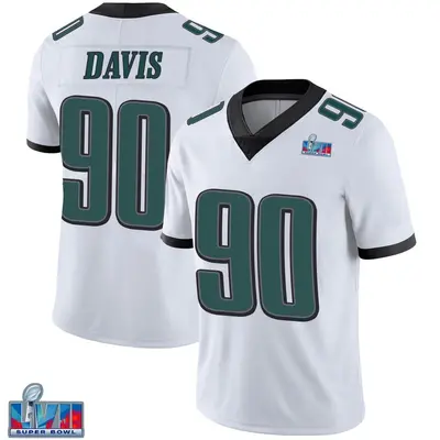 Men's Limited Jordan Davis Philadelphia Eagles White Vapor Untouchable Super Bowl LVII Patch Jersey