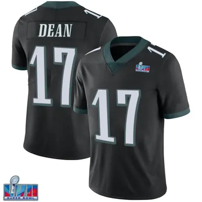 Men's Limited Nakobe Dean Philadelphia Eagles Black Alternate Vapor Untouchable Super Bowl LVII Patch Jersey