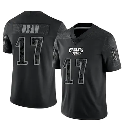 Men's Limited Nakobe Dean Philadelphia Eagles Black Reflective Jersey