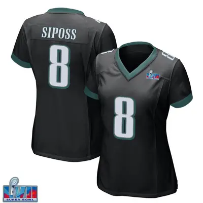 Women's Game Arryn Siposs Philadelphia Eagles Black Alternate Super Bowl LVII Patch Jersey
