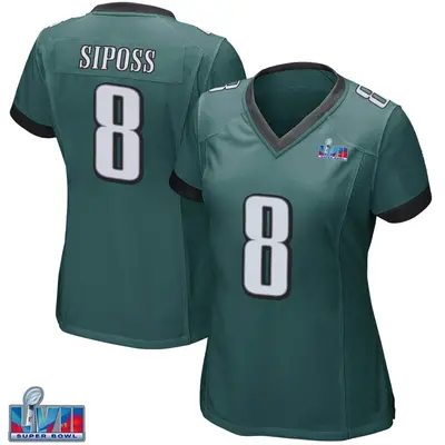 Women's Game Arryn Siposs Philadelphia Eagles Green Team Color Super Bowl LVII Patch Jersey