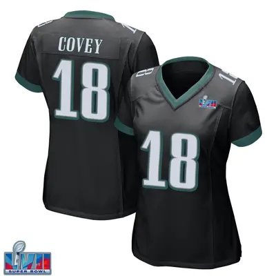 Women's Game Britain Covey Philadelphia Eagles Black Alternate Super Bowl LVII Patch Jersey