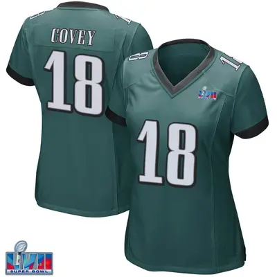 Women's Game Britain Covey Philadelphia Eagles Green Team Color Super Bowl LVII Patch Jersey