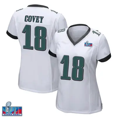 Women's Game Britain Covey Philadelphia Eagles White Super Bowl LVII Patch Jersey