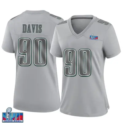 Women's Game Jordan Davis Philadelphia Eagles Gray Atmosphere Fashion Super Bowl LVII Patch Jersey
