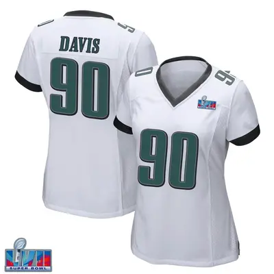 Women's Game Jordan Davis Philadelphia Eagles White Super Bowl LVII Patch Jersey