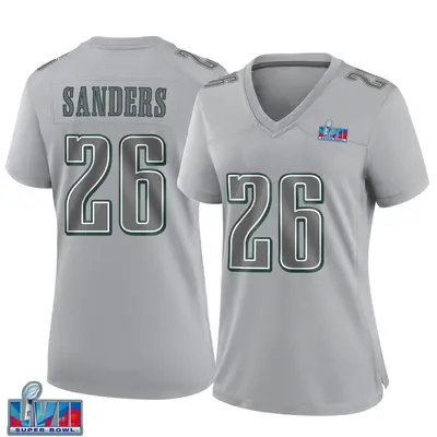 Women's Game Miles Sanders Philadelphia Eagles Gray Atmosphere Fashion Super Bowl LVII Patch Jersey