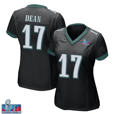 Women's Game Nakobe Dean Philadelphia Eagles Black Alternate Super Bowl LVII Patch Jersey