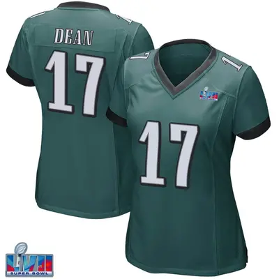 Women's Game Nakobe Dean Philadelphia Eagles Green Team Color Super Bowl LVII Patch Jersey