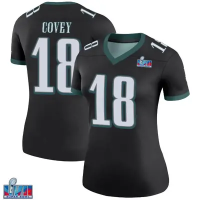 Women's Legend Britain Covey Philadelphia Eagles Black Color Rush Super Bowl LVII Patch Jersey