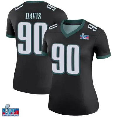 Women's Legend Jordan Davis Philadelphia Eagles Black Color Rush Super Bowl LVII Patch Jersey