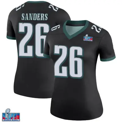 Women's Legend Miles Sanders Philadelphia Eagles Black Color Rush Super Bowl LVII Patch Jersey