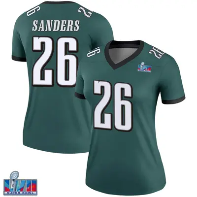 Women's Legend Miles Sanders Philadelphia Eagles Green Super Bowl LVII Patch Jersey