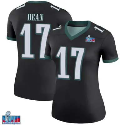 Women's Legend Nakobe Dean Philadelphia Eagles Black Color Rush Super Bowl LVII Patch Jersey