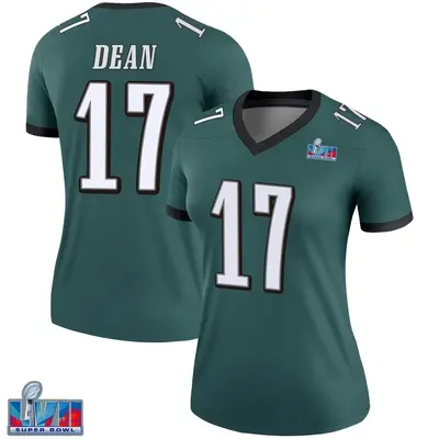 Women's Legend Nakobe Dean Philadelphia Eagles Green Super Bowl LVII Patch Jersey