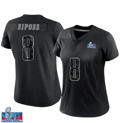 Women's Limited Arryn Siposs Philadelphia Eagles Black Reflective Super Bowl LVII Patch Jersey