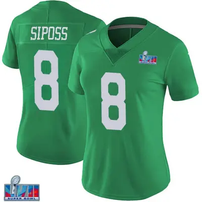 Women's Limited Arryn Siposs Philadelphia Eagles Green Vapor Untouchable Super Bowl LVII Patch Jersey