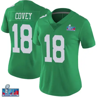 Women's Limited Britain Covey Philadelphia Eagles Green Vapor Untouchable Super Bowl LVII Patch Jersey