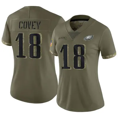 Women's Limited Britain Covey Philadelphia Eagles Olive 2022 Salute To Service Jersey
