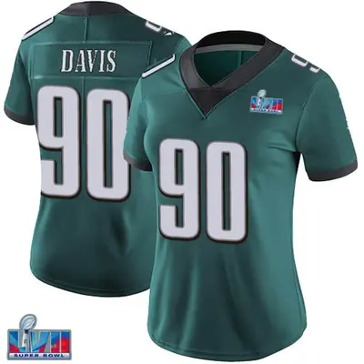 Women's Limited Jordan Davis Philadelphia Eagles Green Midnight Team Color Vapor Untouchable Super Bowl LVII Patch Jersey