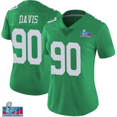Women's Limited Jordan Davis Philadelphia Eagles Green Vapor Untouchable Super Bowl LVII Patch Jersey