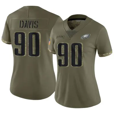 Women's Limited Jordan Davis Philadelphia Eagles Olive 2022 Salute To Service Jersey