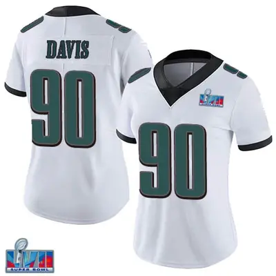 Women's Limited Jordan Davis Philadelphia Eagles White Vapor Untouchable Super Bowl LVII Patch Jersey